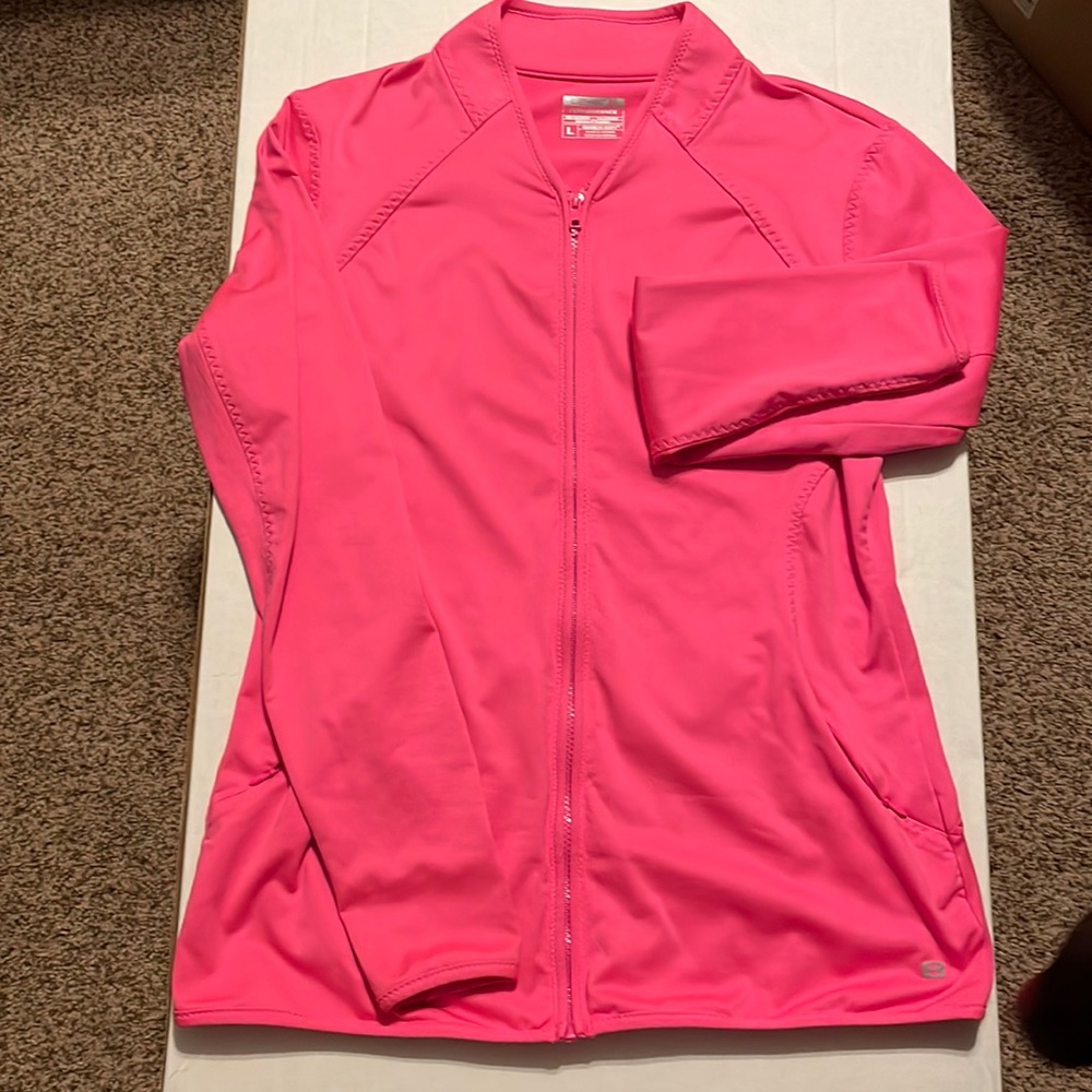 Layer 8 Performance Qwick-Dry Hot Pink Front zip jacket. Size L